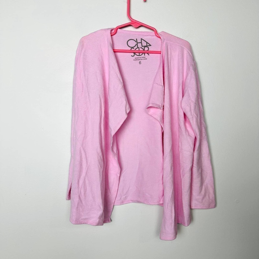 Chaser NWOT Kids Girls Draped Knit Open Front Cozy Cardigan Sweater Pink Size 6